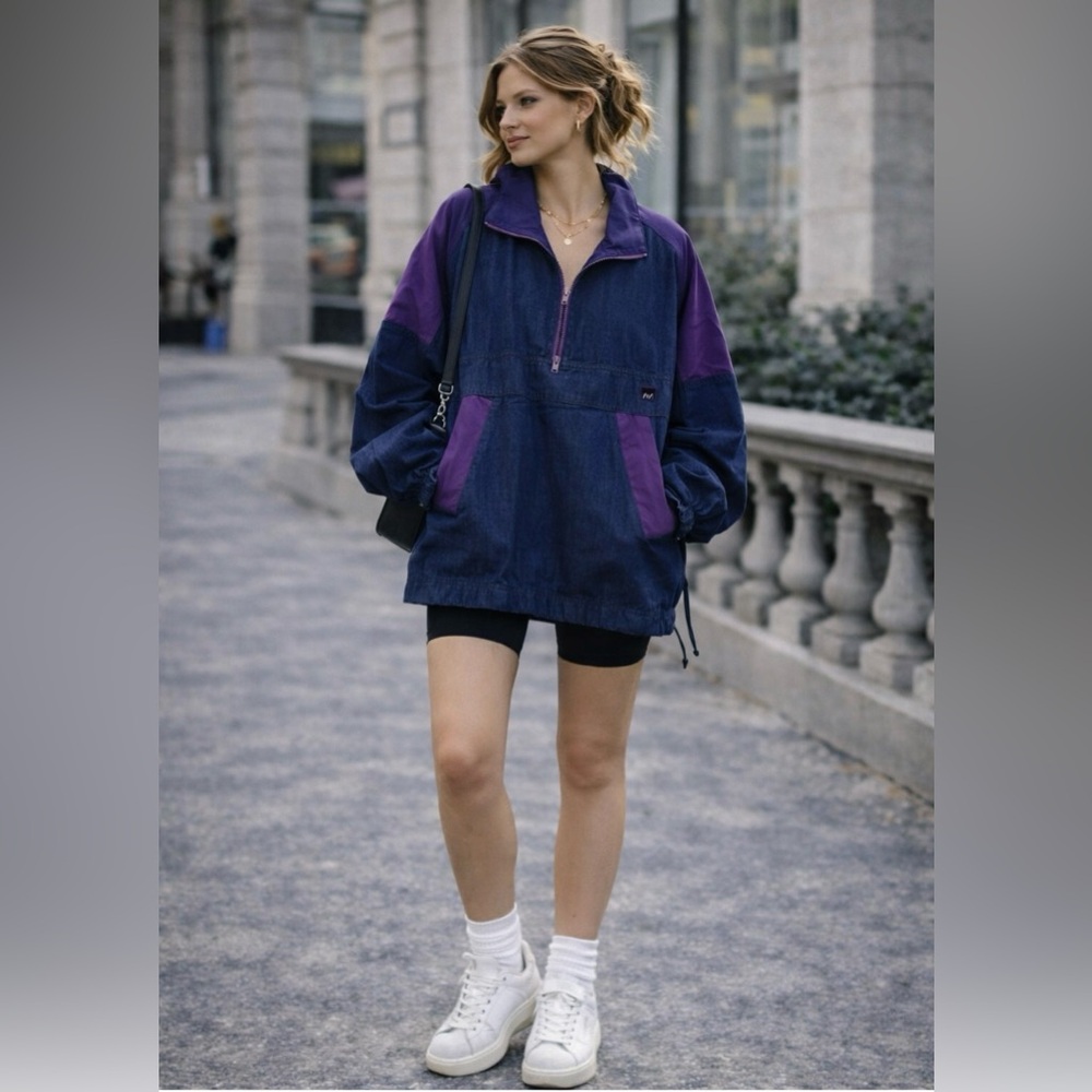 Levi's Navy and Purple Colorblock Pullover Jacket